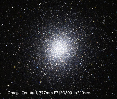 Omega Centauri, 777mm F7 ISO800 1x240sec.